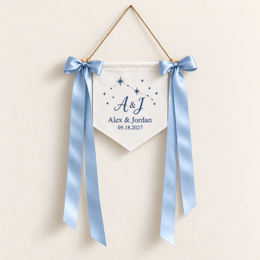 Tiny Constellation Embroidered Pennant Banner; hero. One Day for Lifetime