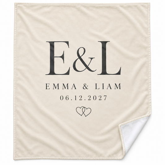 Ivory Monogram personalized fleece blanket - hero