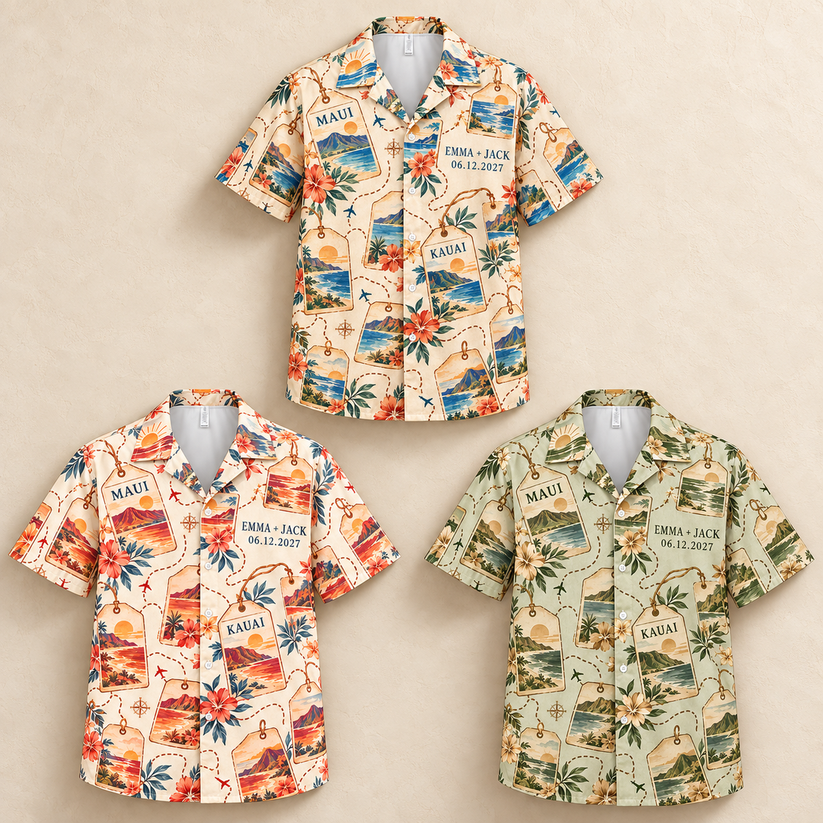 Honeymoon Travel Journal Hawaiian Shirt; artwork palettes. One Day for Lifetime