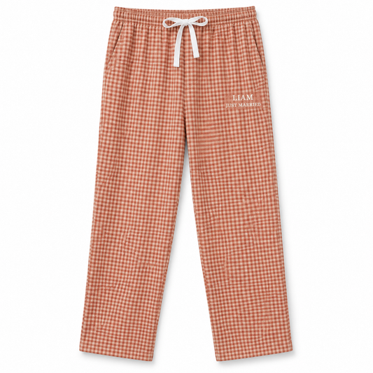Terracotta Just Married personalized mens lounge pants - hero