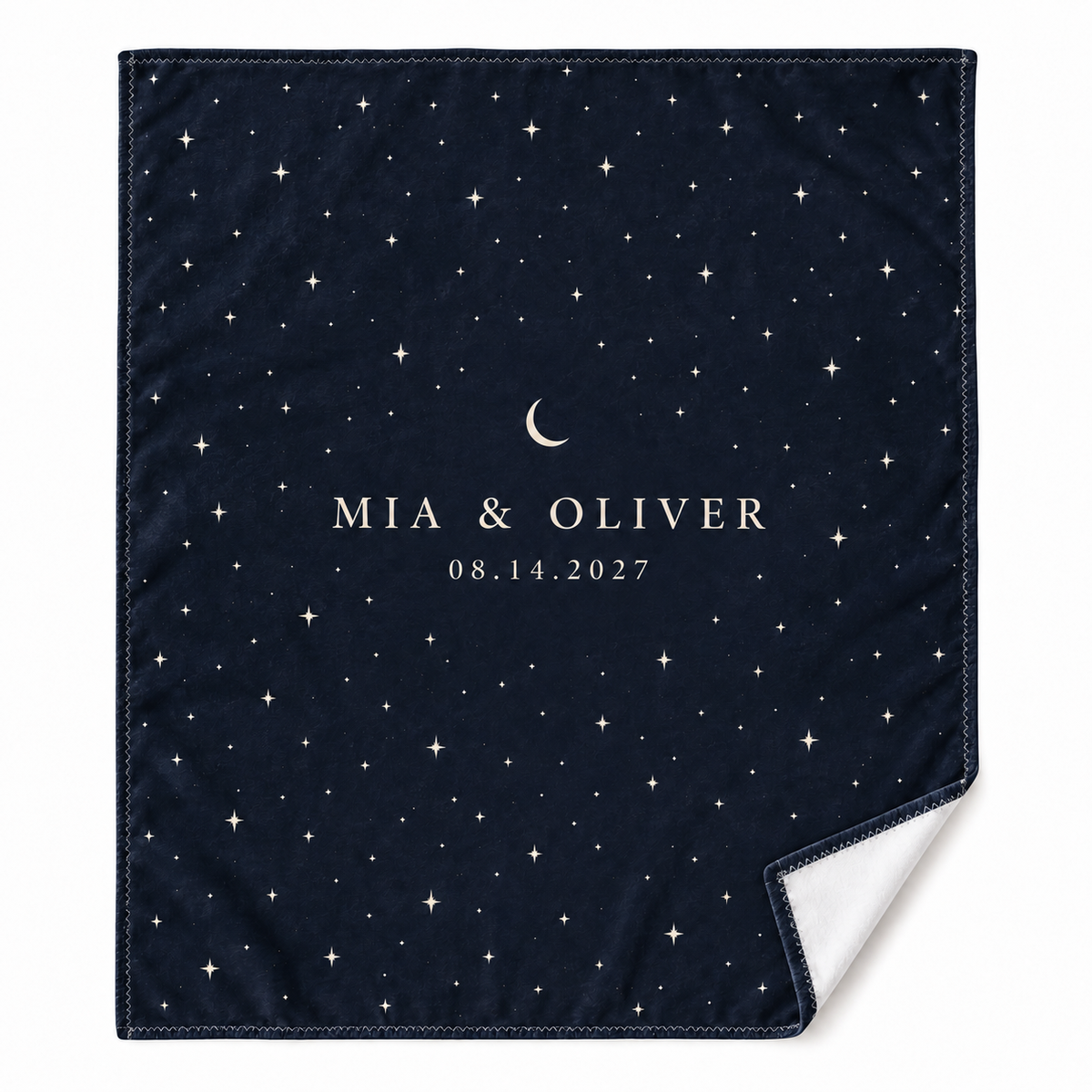 Navy Starry Field personalized fleece blanket - hero