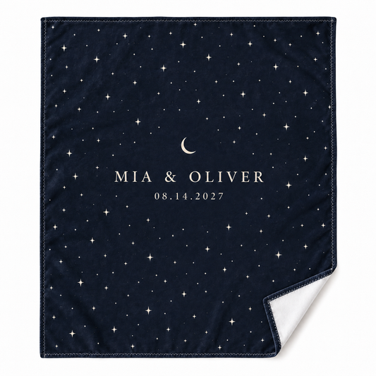 Navy Starry Field personalized fleece blanket - hero
