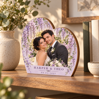 Lilac Wisteria wood photo block - home mantel