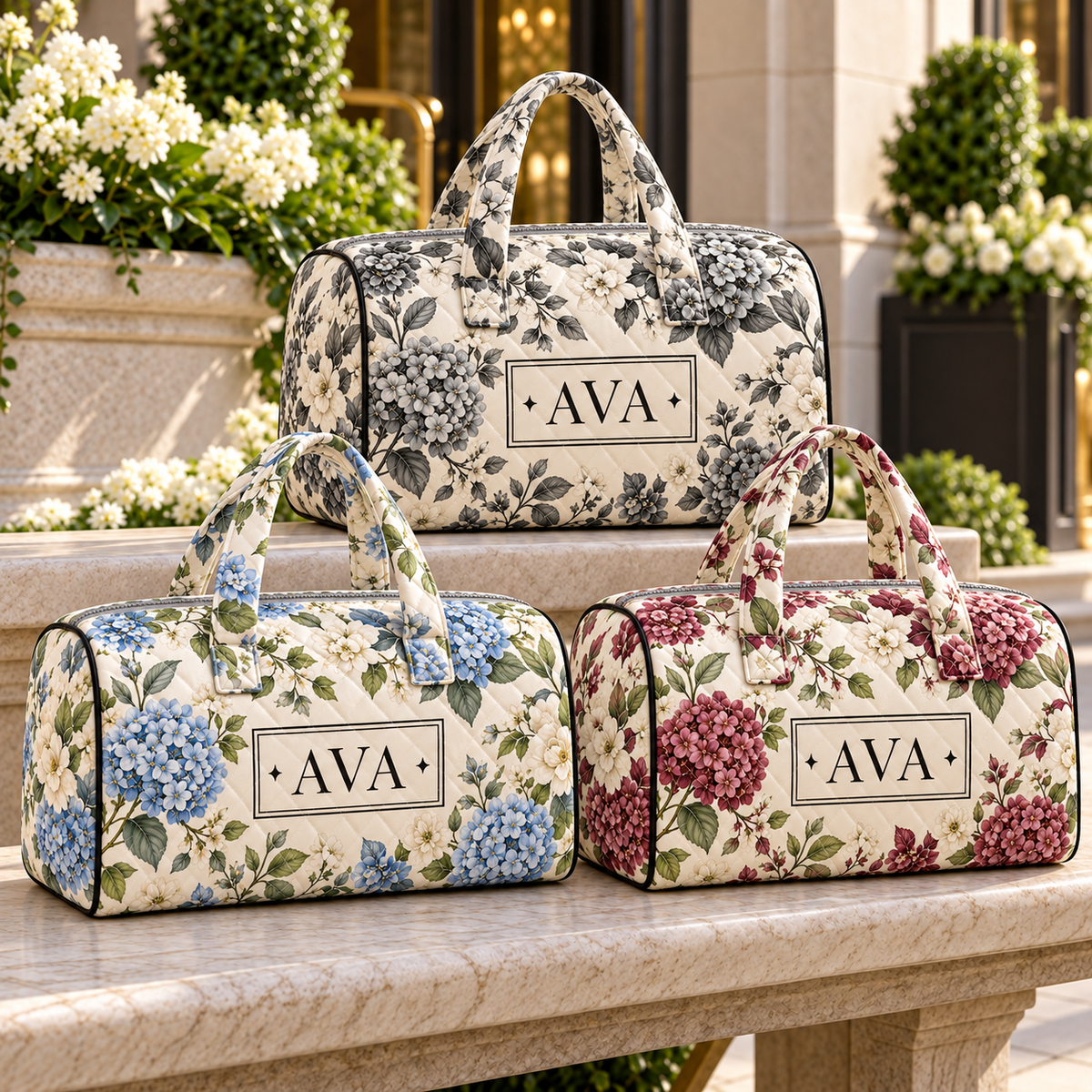 City Classic Personalized Quilted Weekend Bag; print palettes. One Day for Lifetime