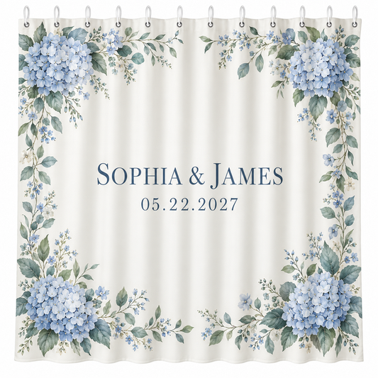 Hydrangea Perimeter personalized shower curtain - isolated