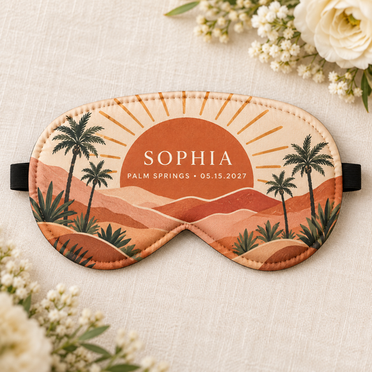 Desert Wedding Weekend Sleep Mask; hero. One Day for Lifetime
