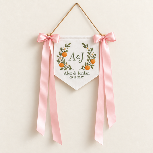 Citrus Gathering Embroidered Pennant Banner; hero. One Day for Lifetime