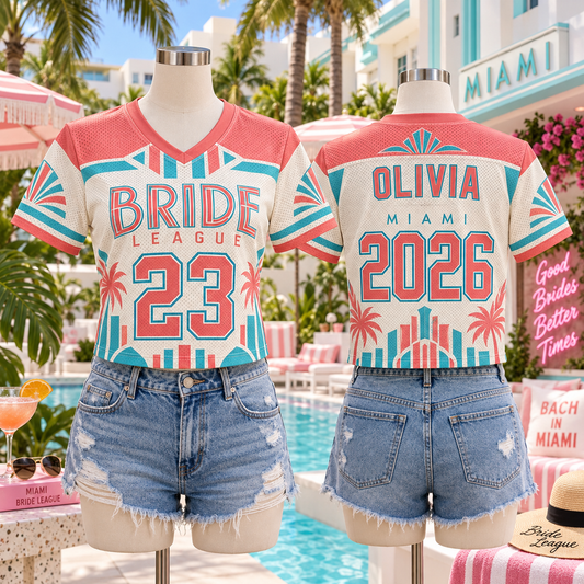 Miami Bride League | Personalized Mesh Crop Jersey - hero