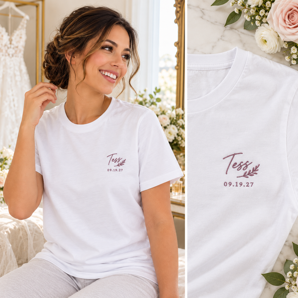 Getting Ready Name Embroidered T-Shirt; variant custom text. One Day for Lifetime
