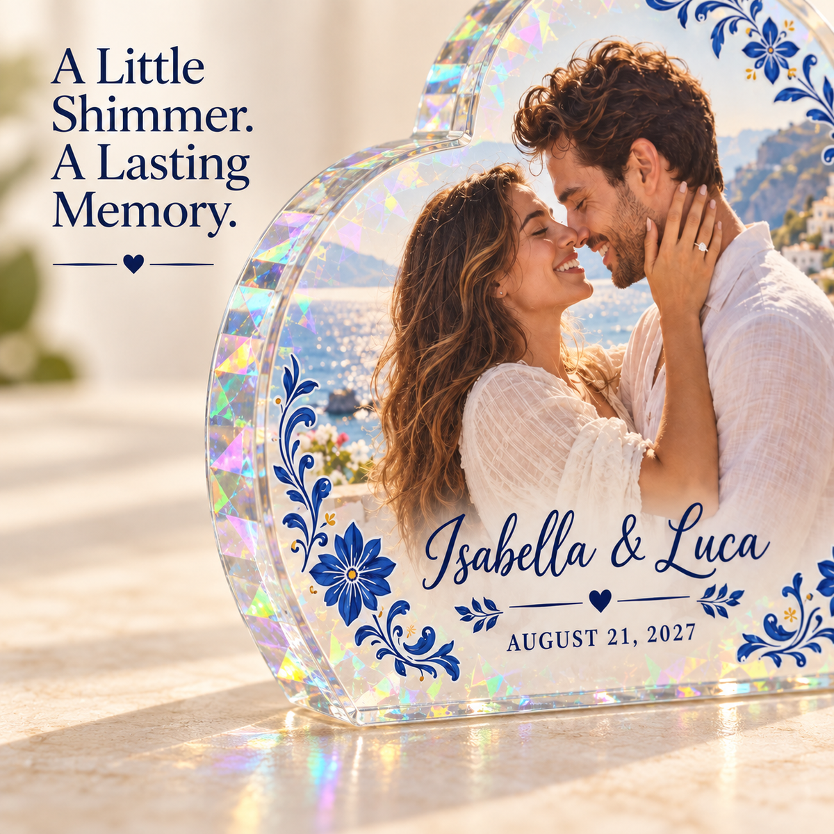 Coastal Heart | Personalized Hologram Photo Plaque - detail