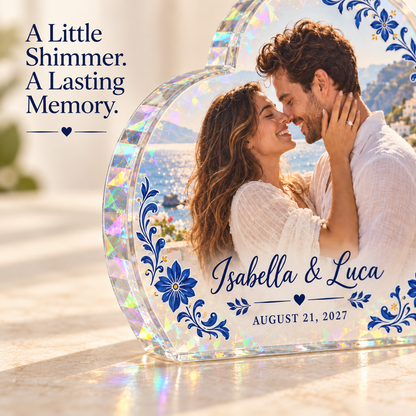 Coastal Heart | Personalized Hologram Photo Plaque - detail