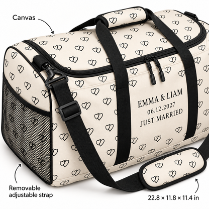 Linked Hearts personalized travel duffel bag - detail