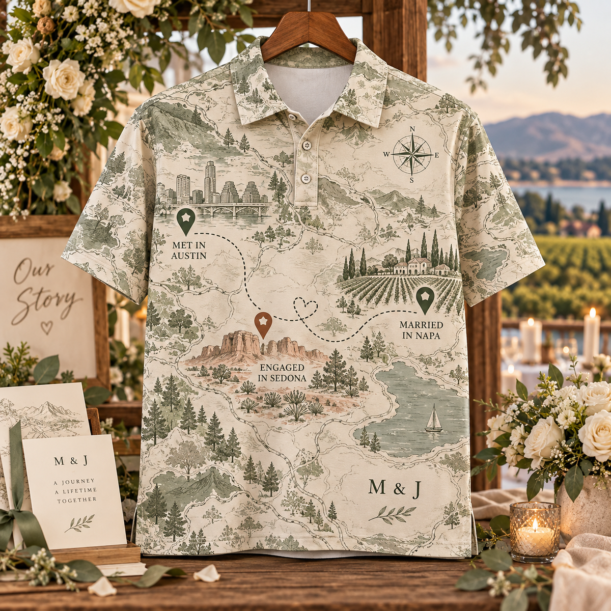 Our Story Map Polo Shirt; hero. One Day for Lifetime