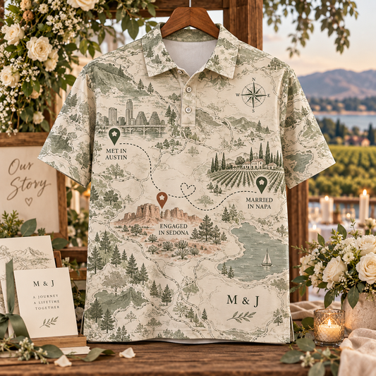Our Story Map Polo Shirt; hero. One Day for Lifetime