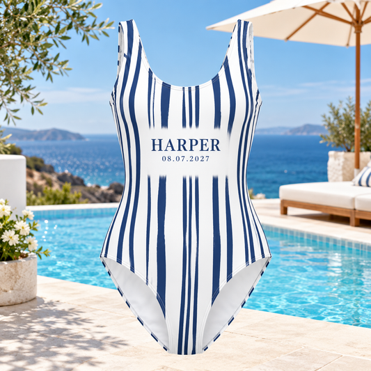 Coastal Lines Personalized One-Piece Swimsuit; hero. One Day for Lifetime