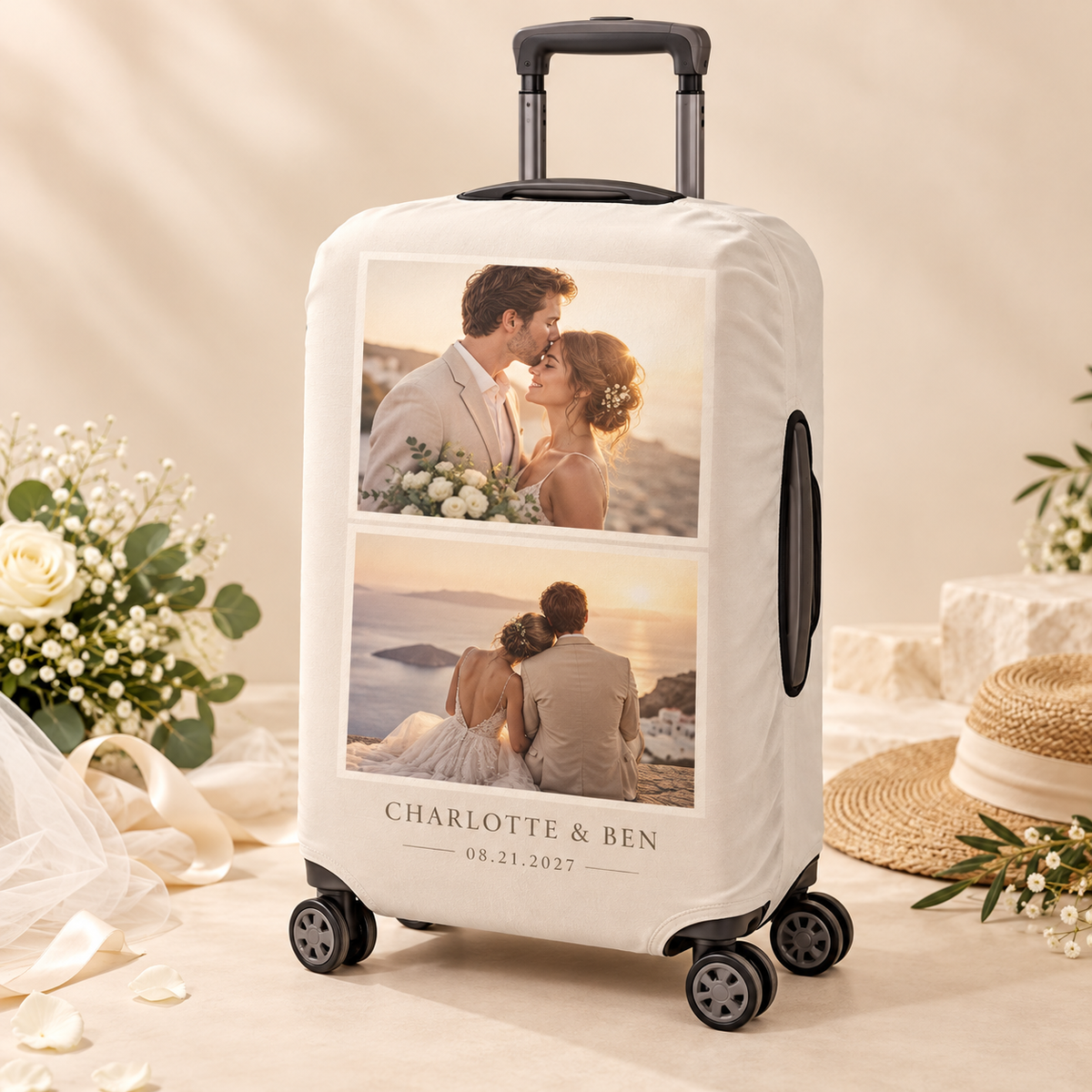 Wedding Photo Memories Luggage Cover; hero. One Day for Lifetime