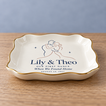 Our First Dance | Personalized Ceramic Ring Dish - low profile
