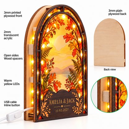 Autumn Arch suncatcher led light box - construction