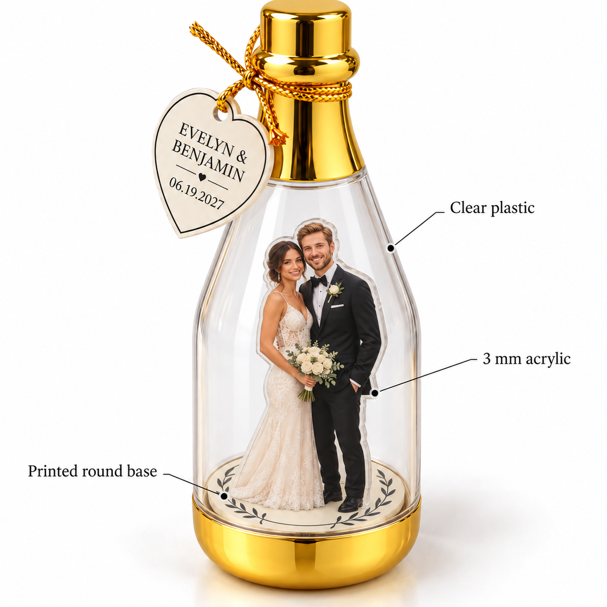 Minimal Couple personalized photo standee bottle - construction