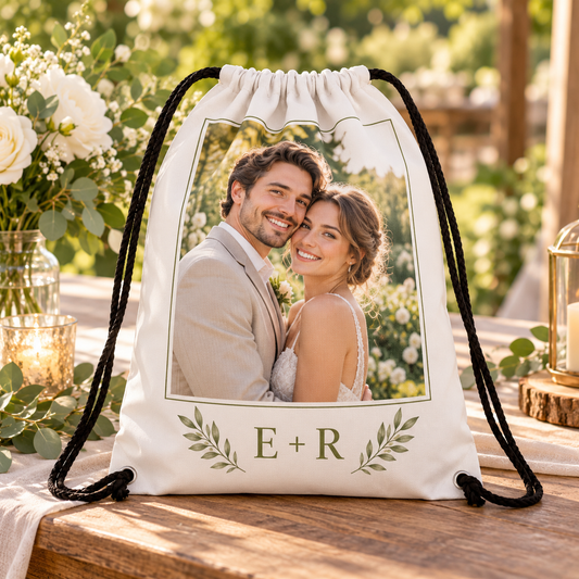 Engagement Memory Drawstring Bag; hero. One Day for Lifetime