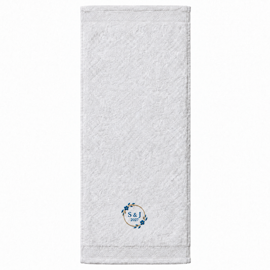 Floral Crest personalized embroidered bath towel - hero