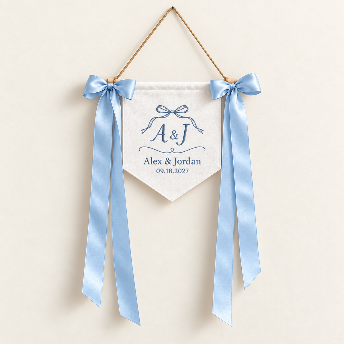 Ribbon Outline Embroidered Pennant Banner; hero. One Day for Lifetime