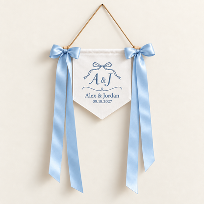 Ribbon Outline Embroidered Pennant Banner; hero. One Day for Lifetime