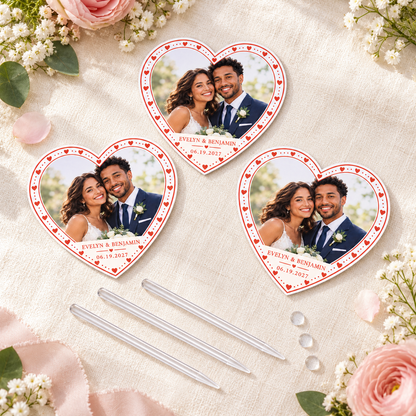 Custom Photo Heart personalized wedding cupcake topper - flatlay