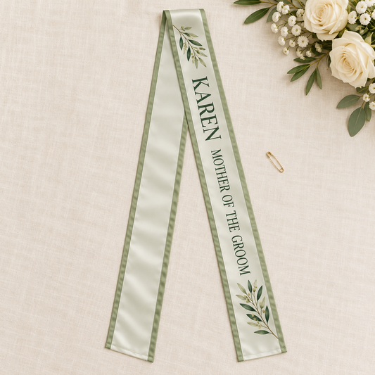 Mother of the Groom Satin Sash; hero. One Day for Lifetime