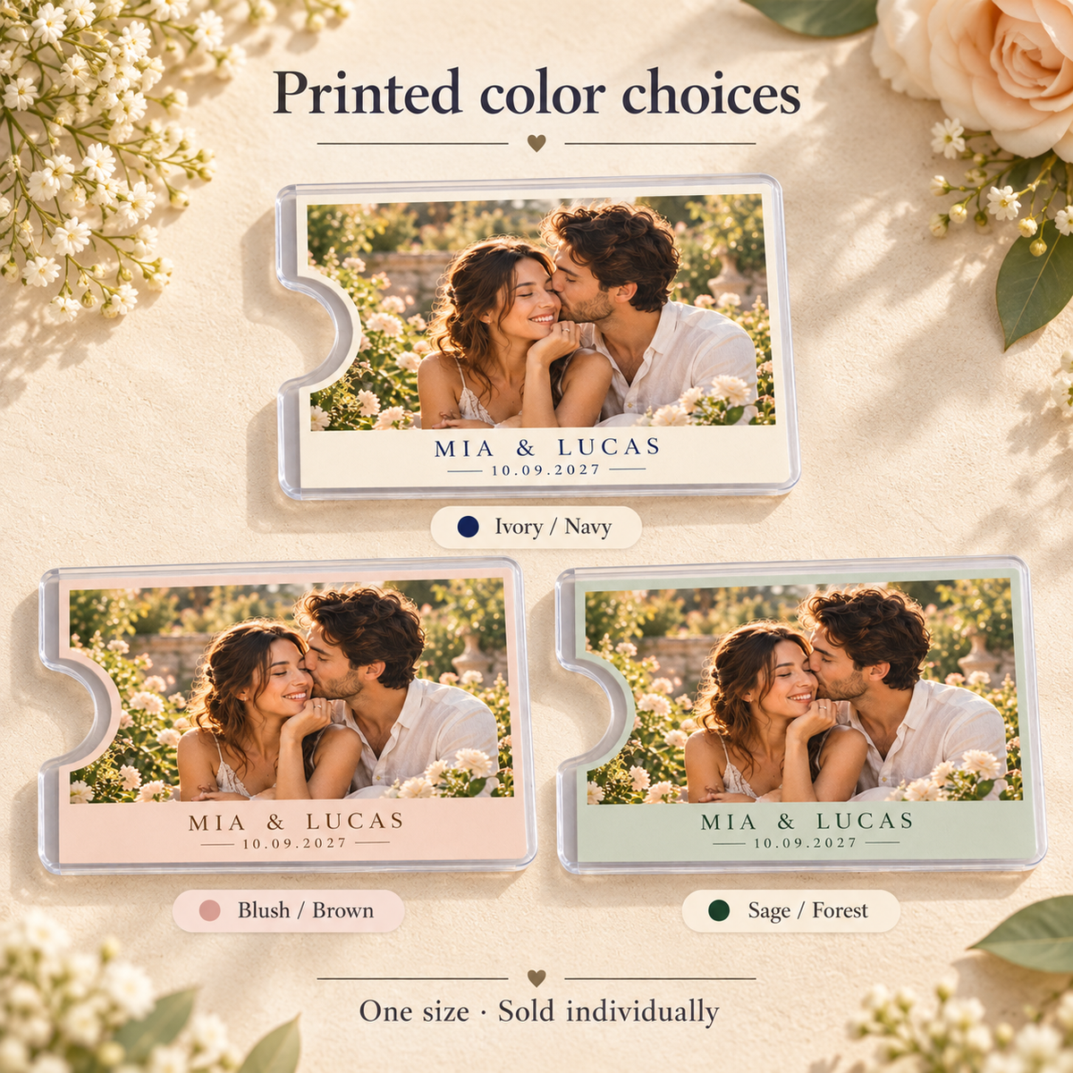 Engagement Photo Keepsake Card Sleeve; color options. One Day for Lifetime