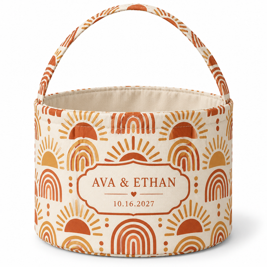 Terracotta Sun Arches personalized fabric gift basket - hero