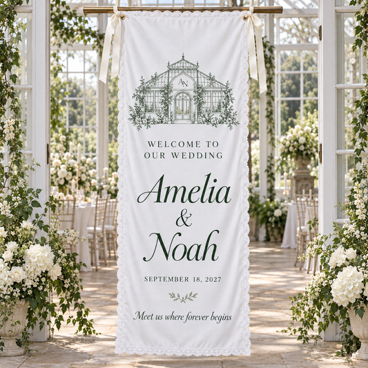 The Venue Sketch | Personalized Lace Wedding Banner - hero