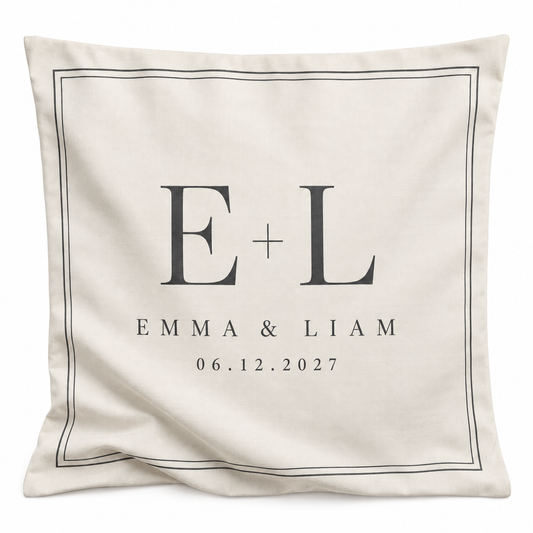 Ivory Monogram personalized wedding pillow cover - hero