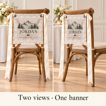 Mountain Promise Personalized Lace Chair Banner; multiview. One Day for Lifetime
