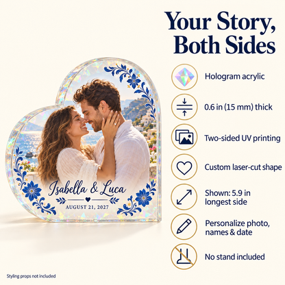 Coastal Heart | Personalized Hologram Photo Plaque - information