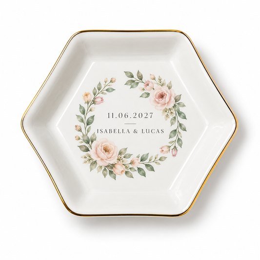Blush Rose personalized ceramic jewelry dish - hero