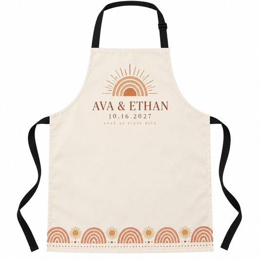Terracotta Sun Arches personalized wedding apron - hero