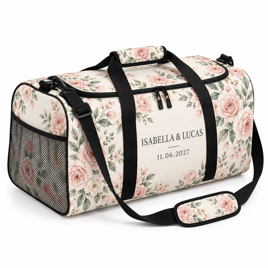 Blush Rose personalized travel duffel bag - hero