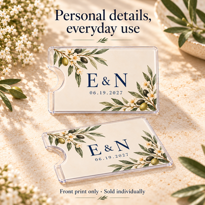 Olive Monogram Card Sleeve; design details. One Day for Lifetime