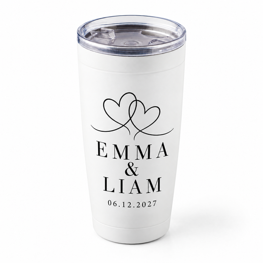 Linked Hearts personalized 20 oz tumbler - white isolated