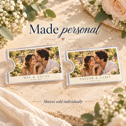 Engagement Photo Keepsake Card Sleeve; pair personalization. One Day for Lifetime