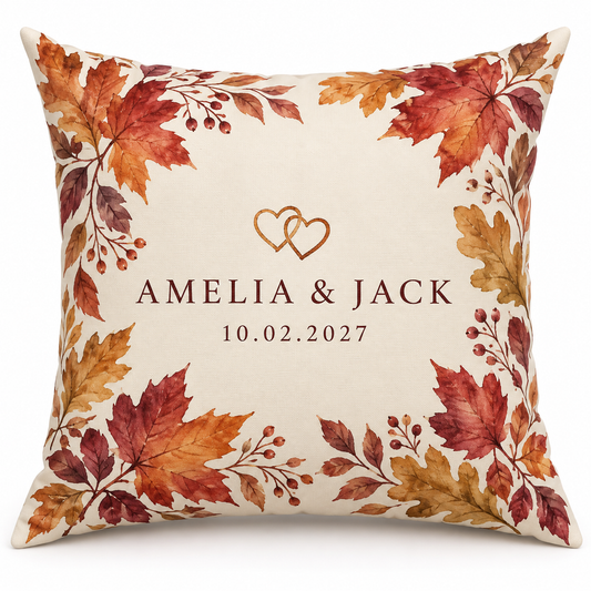 Autumn Leaves personalized wedding pillow - hero