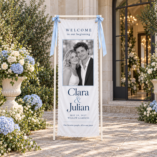A Portrait at the Gate | Personalized Lace Wedding Banner - hero