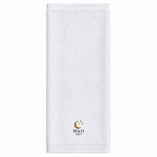 Moonlit Vows personalized embroidered bath towel - hero