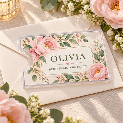 Garden Bridesmaid Card Sleeve; wedding setting. One Day for Lifetime
