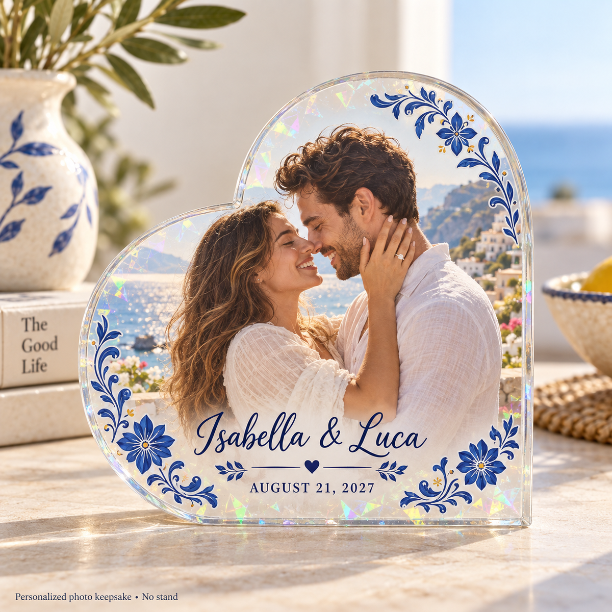 Coastal Heart | Personalized Hologram Photo Plaque - front