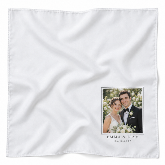Ivory Photo printed satin wedding handkerchief - hero