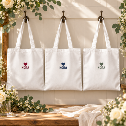 Heartfelt Mother Gift Embroidered Tote Bag; thread palettes. One Day for Lifetime