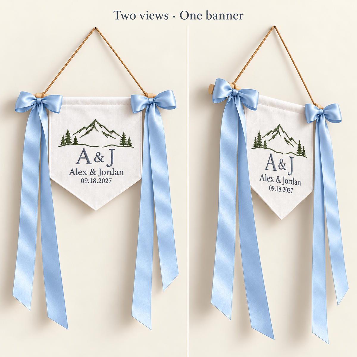 Mountain Promise Embroidered Pennant Banner; multiview. One Day for Lifetime