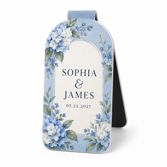 Dusty Blue Arch personalized magnetic bookmark - hero